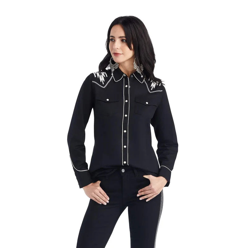 ARIAT Giacca Donna Softshell Team Con Motivo Chimayo – Logo Ricamato, Tasche Cerniera, 94% Poliestere 6% Elastan - 3