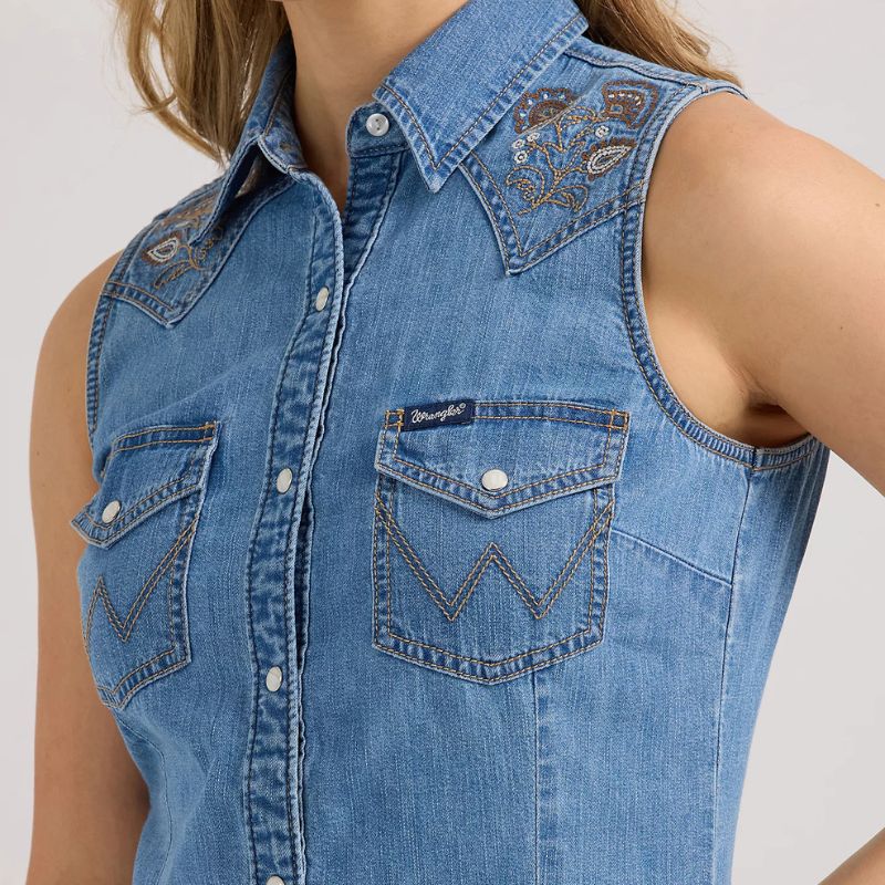 Blusa Wrangler Camisas Wrangler Mujer Camisa Sin Mangas Con