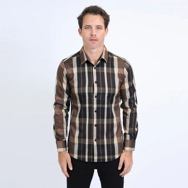 Camisa Cuadros Negra/Cafe CHL10499 - Main Image