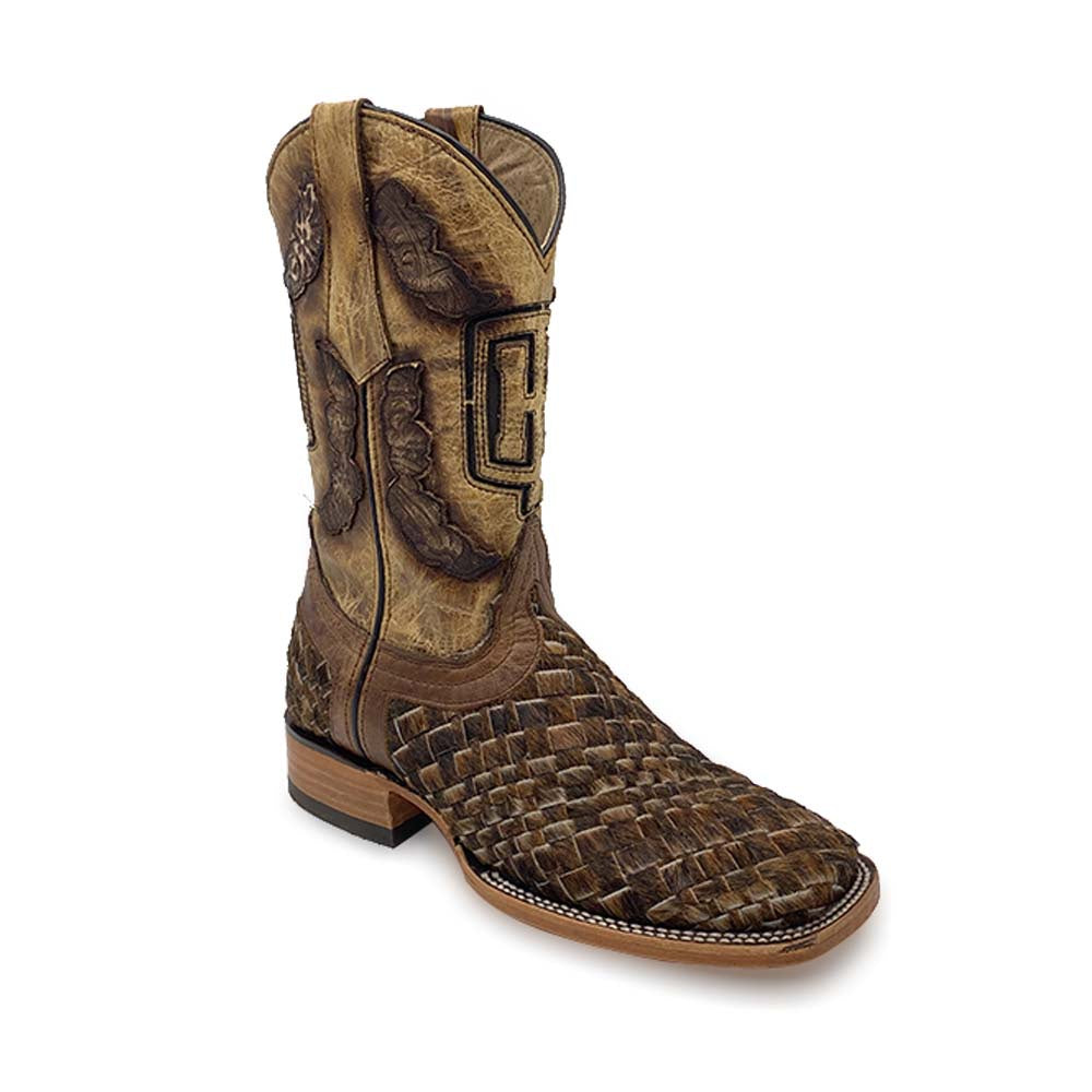 Bota de pelo de vaca tejida